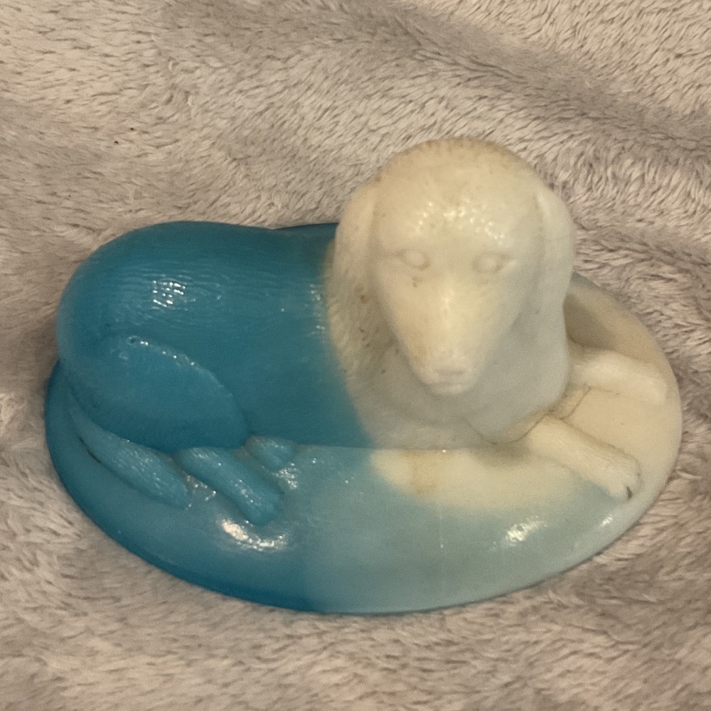 Blue and White Dog Figurine